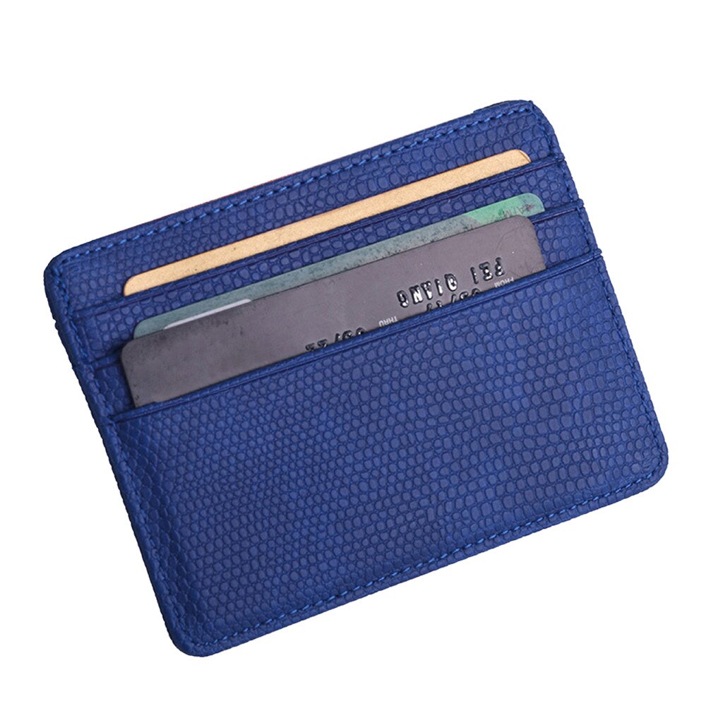 #H15 leather card holder slim business card id holder credit card case thin small wallet for men cardholder: Blue