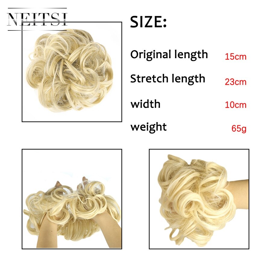 Neitsi Women Curly Chignon Hair Bun for Brides Synthetic High Extensions Ponytail Hair Bundles Hairpieces Hair Buns P18-22