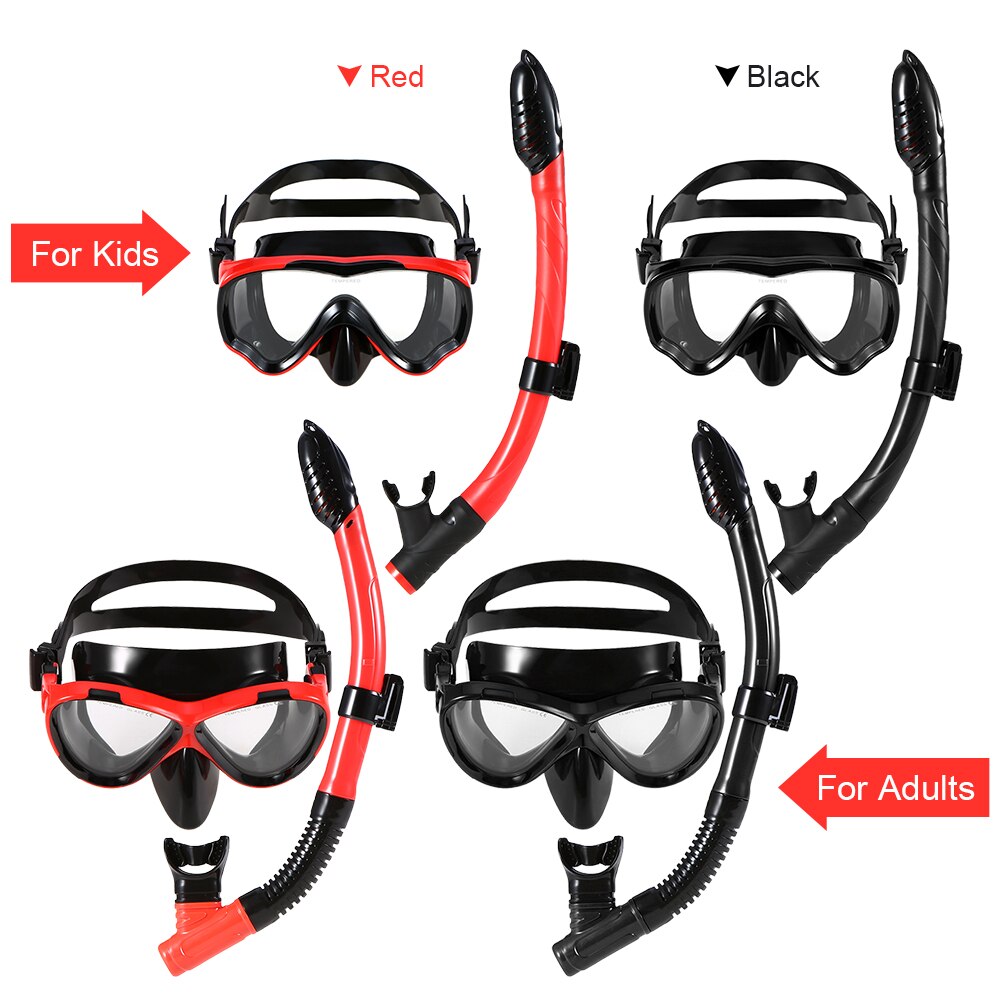 Lixada Kids Adults Scuba Diving Mask Tube Set Snorkeling Mask Diving Goggles Glasses Diving Swimming Dry Snorkel