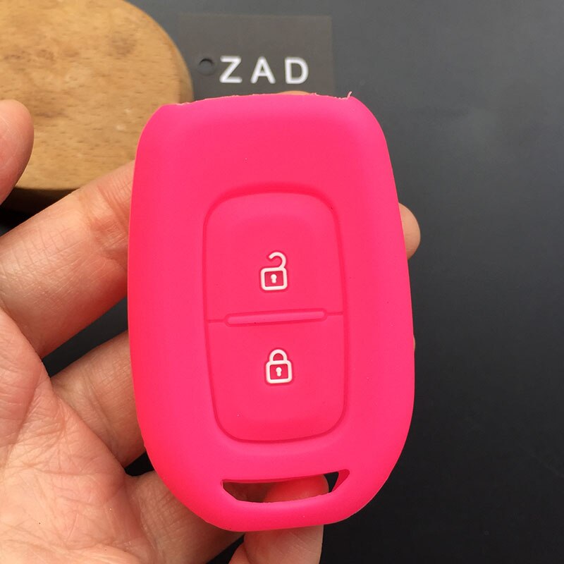 ZAD Silicone rubber car key cover case shell set for Renault Duster dacia scenic master megane 2 button remote key cover: rose