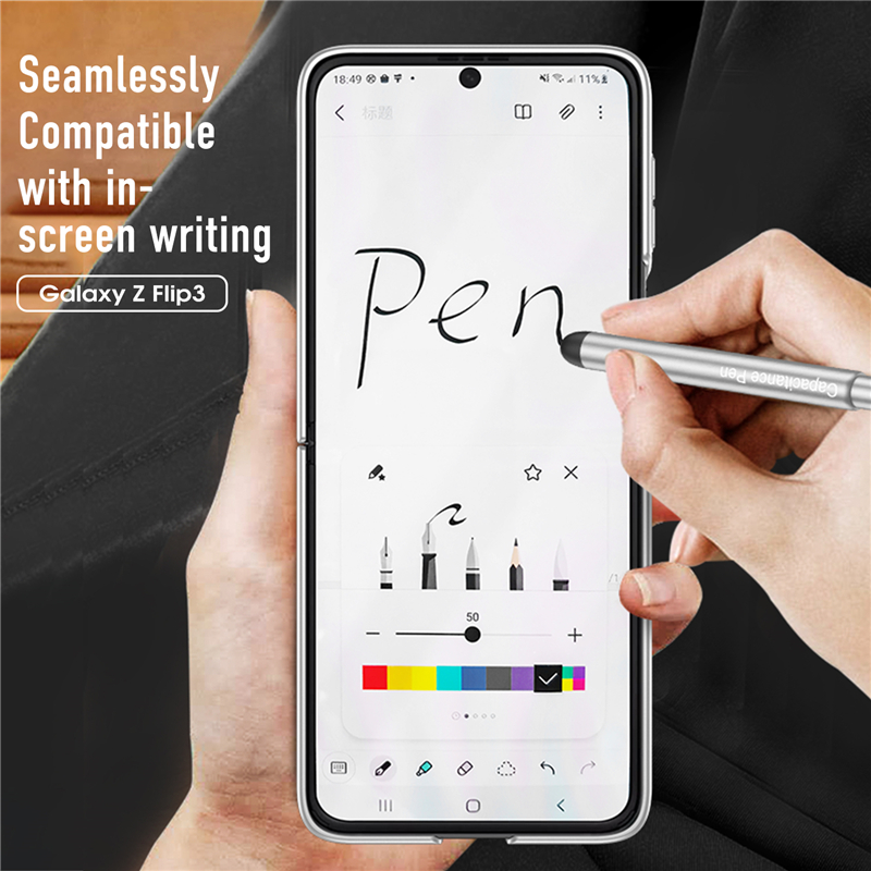 Custodia per Samsung Galaxy Z Flip 3 5G Cover per anello per dito con penna stilo custodia rigida per Slot per penna in plastica dura opaca