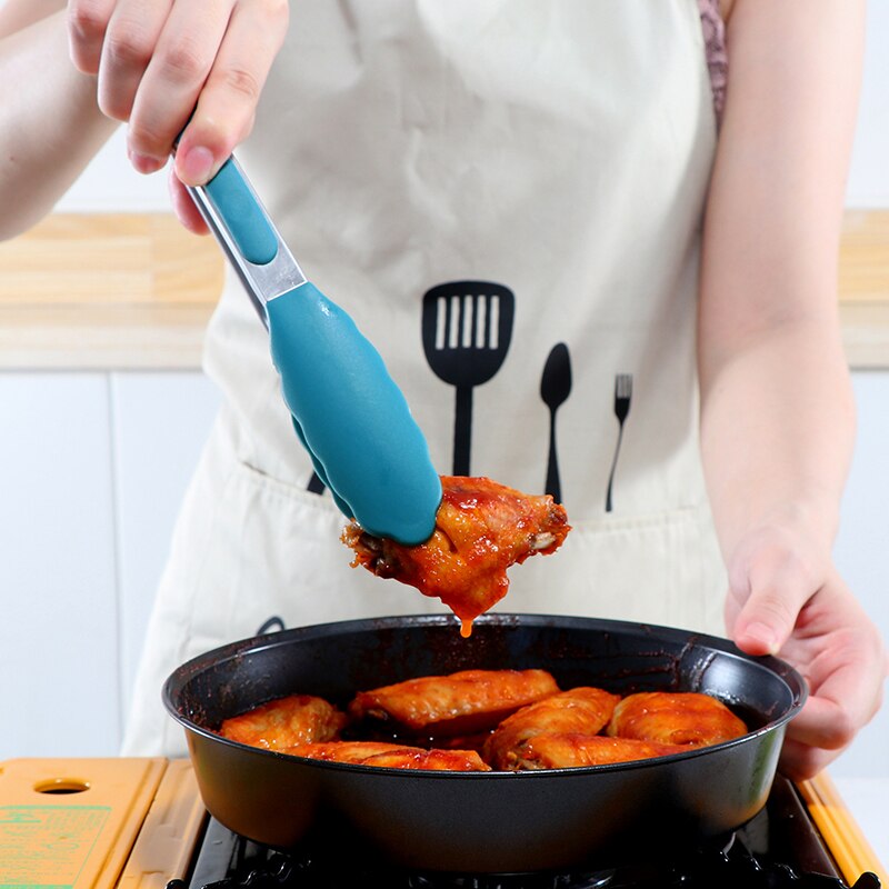 Kitchen Heat Resistant Cookware Silicone Non-stick Kitchenware Egg Beater BBQ Brush Food Tongs Soup Spoon Kitchen Utensils Set