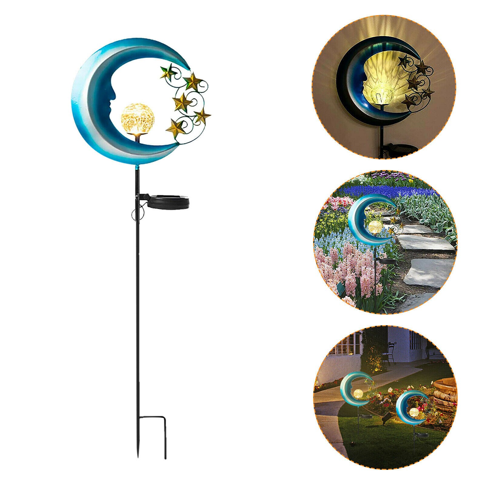 Outdoor Moon Shape Solar Garden Decorative Lights Waterproof LED Pathway Light for Lawn Patio Yard Decor GHS99