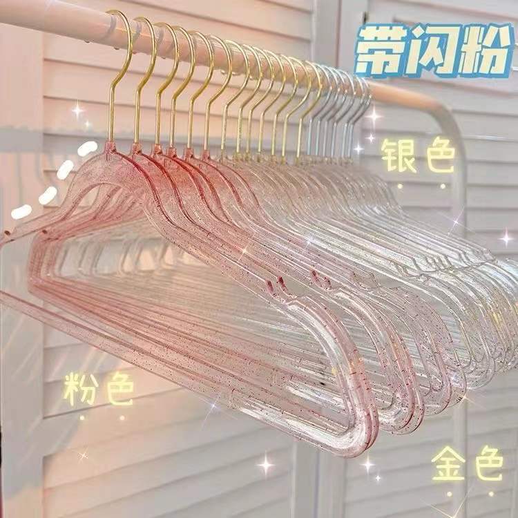 Cintres en perles pour vêtements, 10 pièces, en plastique Transparent, rose, or, antidérapant, acrylique, sans trace, pour filles