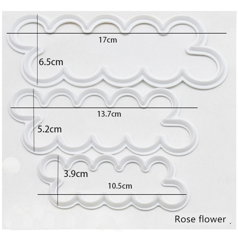 3 Stks/set 3D Rose Petal Flower Shaped Cutter Maker Elegante Cakevorm Fondant Cake Decorating Mould Sugar Craft Mould Diy gereedschap: Rose flower