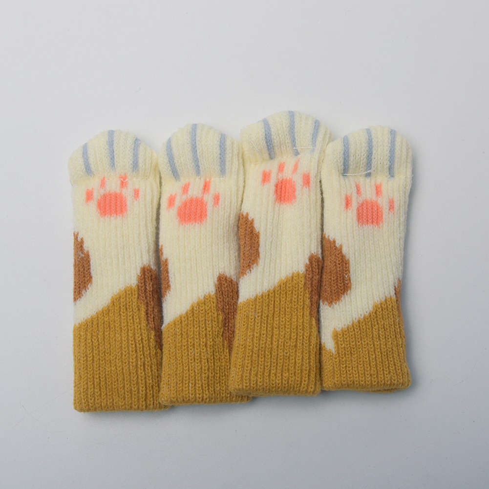 4 pièces chaussons de chaise manchon chaises tricotées jambes couverture pattes de chat chaises de protection jambe chaussettes Table étage antidérapant protecteur: Camouflage