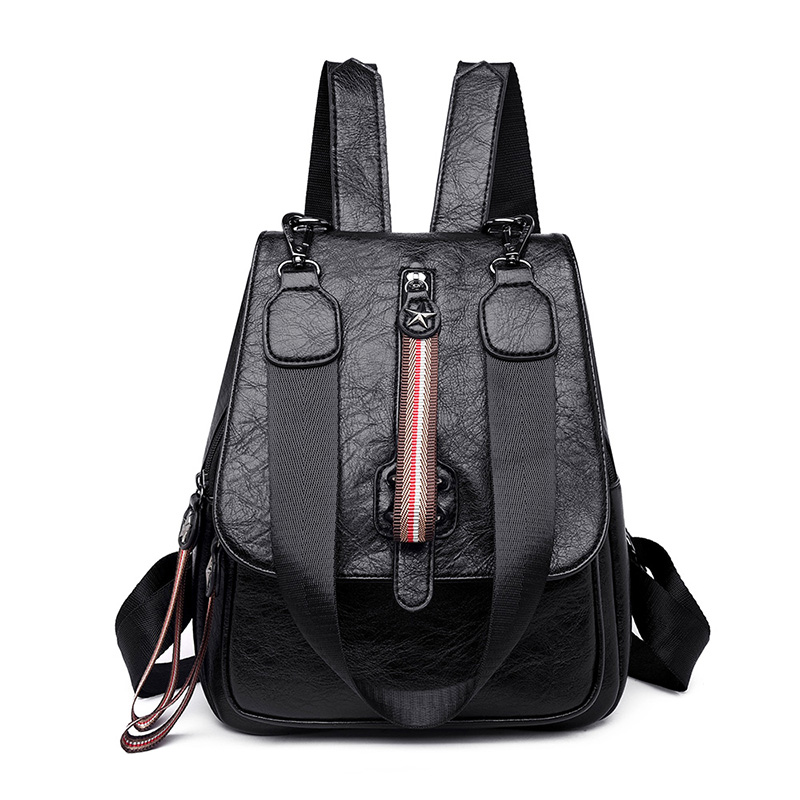 Glorria Dames PU Leren Rugzak - Vintage Stijl, Anti-diefstal, 24x11x29cm: Zwart