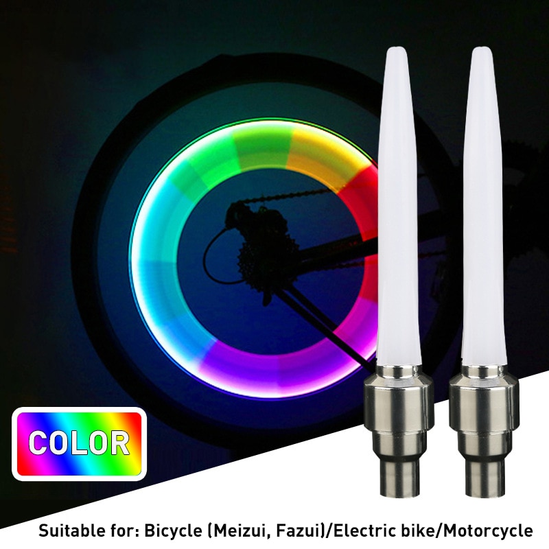 2 Pcs Led Bike Valve Light Raket Soort Wheel Tyre Ventieldopjes Light Bike Tire Lamp Fiets Accessoires voor Fiets Ventiel: Default Title