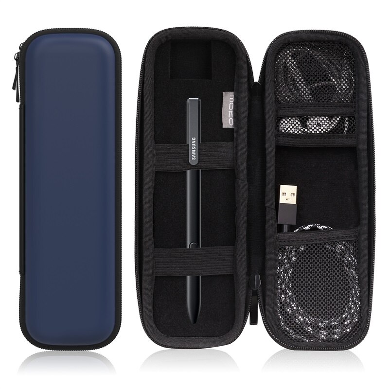 Houder voor apple pencil, pu lederen hoes, draagtas, hoes voor apple ipad 9.7 pro, potlood/pen, surface pen: Marineblauw