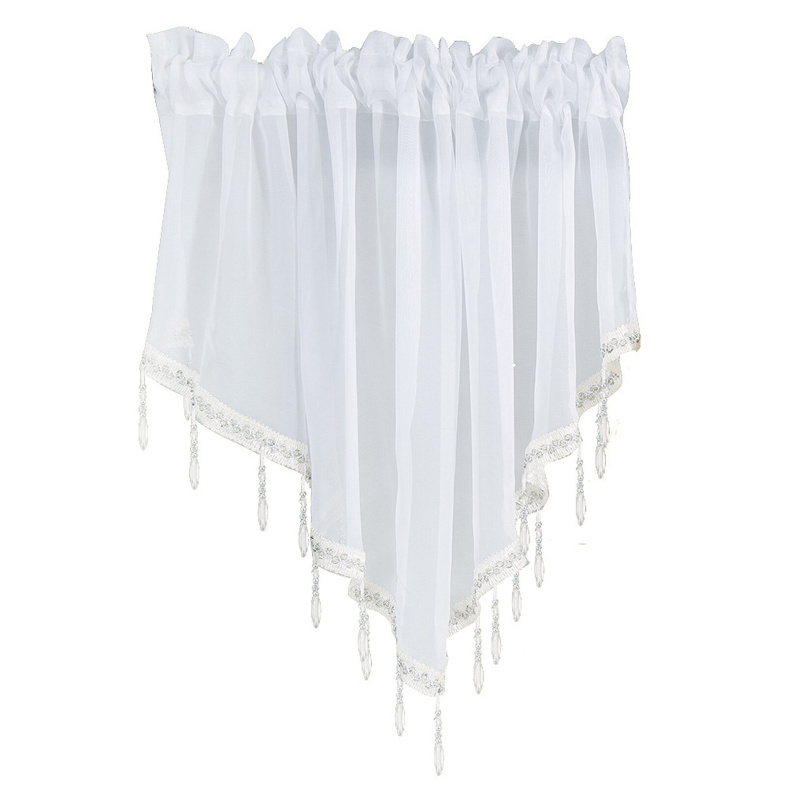 130 x 60cm woondecoratie keuken driehoek korte gordijn accessoires gordijnen moderne ademende raam effen kralen volant polyester: Wit