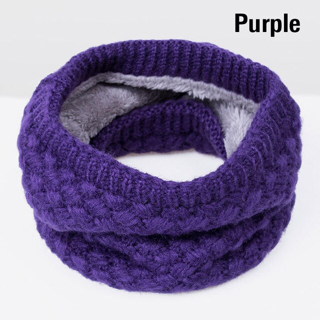 Winter Scarves Men Women knitted Cotton Autumn Scarves Children Boy girl Unisex Warm Thicken Wool Plus Velvet Scarves: purple