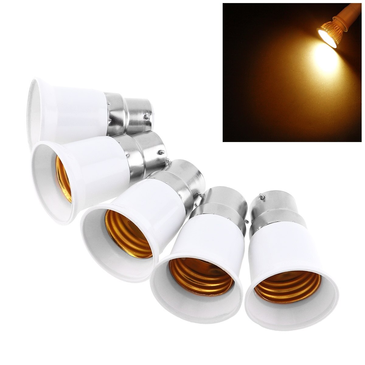 5 stk/parti  b22 to e27 e14 toe 27 led pære sokkel adapter universal lyskonverter lampe fatning holder led pære fatninger  e27 skrue pære