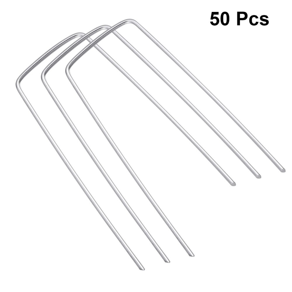 50PCS U Shape Galvanized Ground Nail Fixing Nail Lawn Nail Gardening Nail