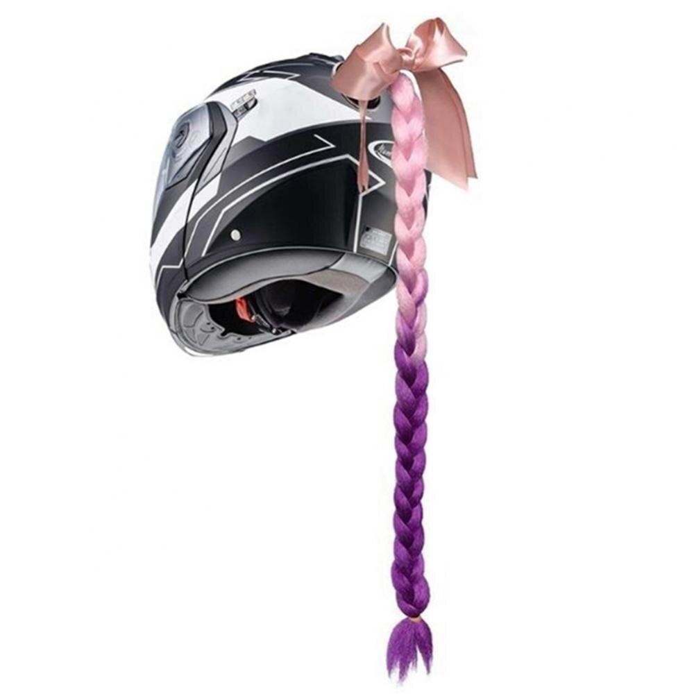 Motorcycle Bicycle Pigtail Full Face Helmet Twist Gradient Braids Ponytail Decor