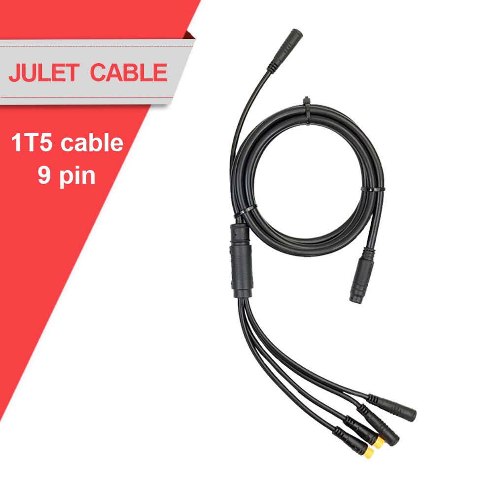 Ebike julet 1 t 4/1 t 5 vattentät kabel för styrenhet/ljus/ebroms/gasreglage/display ebike konverteringskabel: 1 t 5 kabel 9 stift