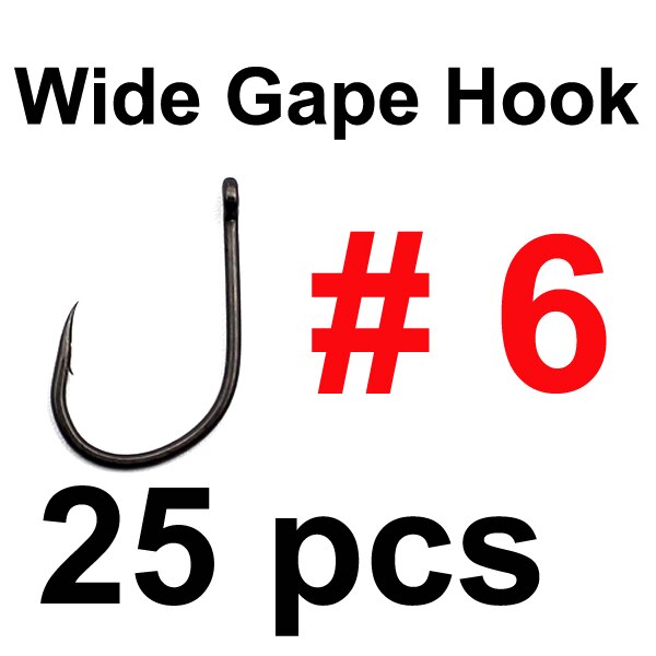 25 Stuks Karper Haken Wide Gape Prikkeldraad Haak Voor Karper Vissen Naald Scherpe Curve Karpervissen Haken Mat Zwart Pop up Boilies Europa: 25PCS Size 6
