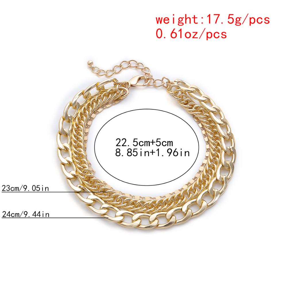 Boho geschichtet Gold Colr Kubanischen klobig Kette Knöchel Armbinde Frauen Fuß Zubehör Sommer Strand Barfuß Sandalen Fußkettchen Bein Schmuck