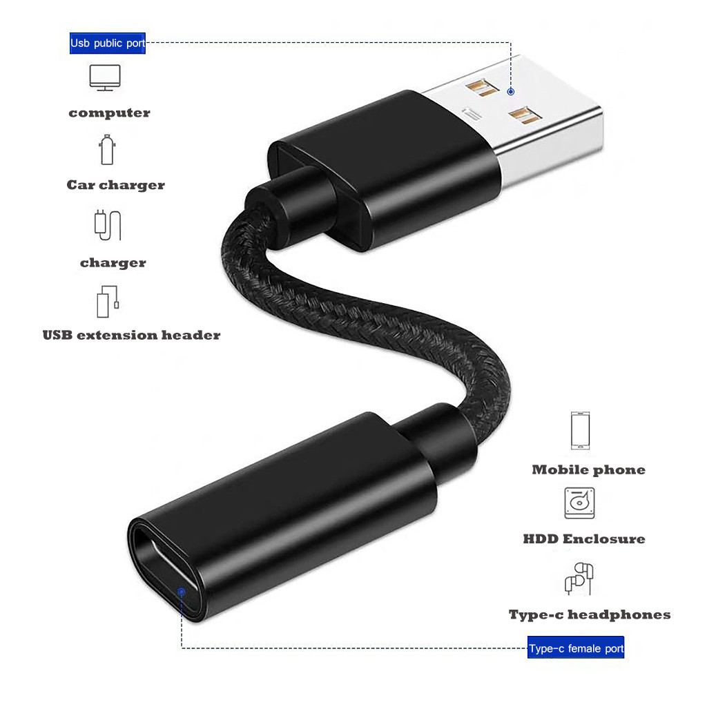 Usb Naar Type-C Converter Charger Cable Draagbare Usb Male Naar Usb 3.1 Type-C Vrouwelijke Kabel Voor huawei Freelace Oortelefoon