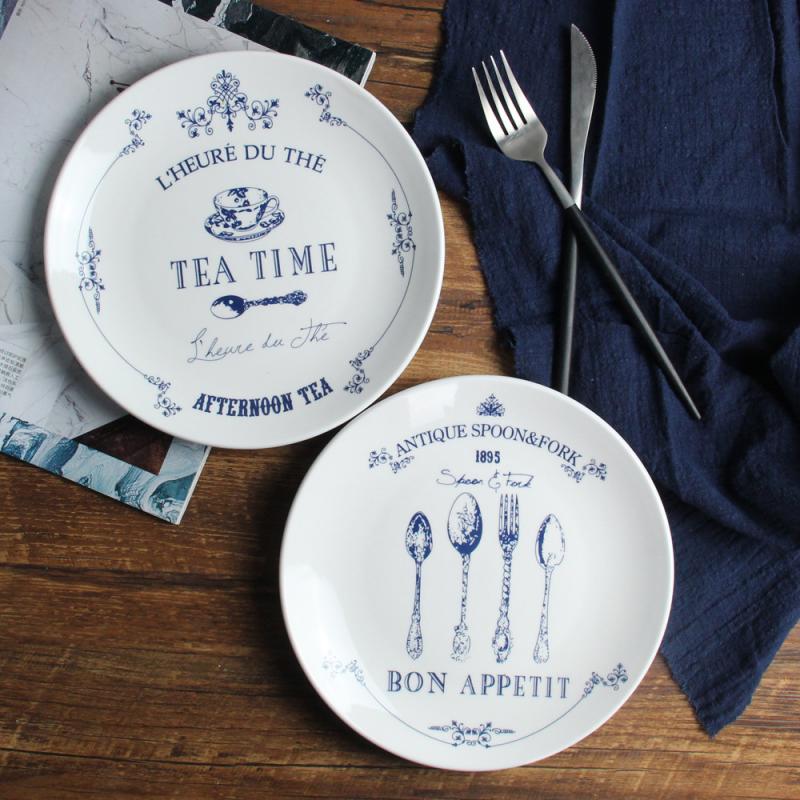 Plates Breakfast Steak Children's Fruit Plate Hand Painted Dinner Dish Cutlery Cartoon Ceramic Platos Dessert Plates