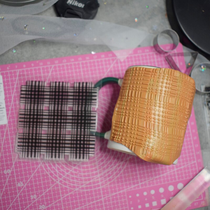 Polymer Clay Texture Stamp Sheets Lattice Pattern Templae Art Clay Craft Supplies DIY Emboss Individual Pottery Tools