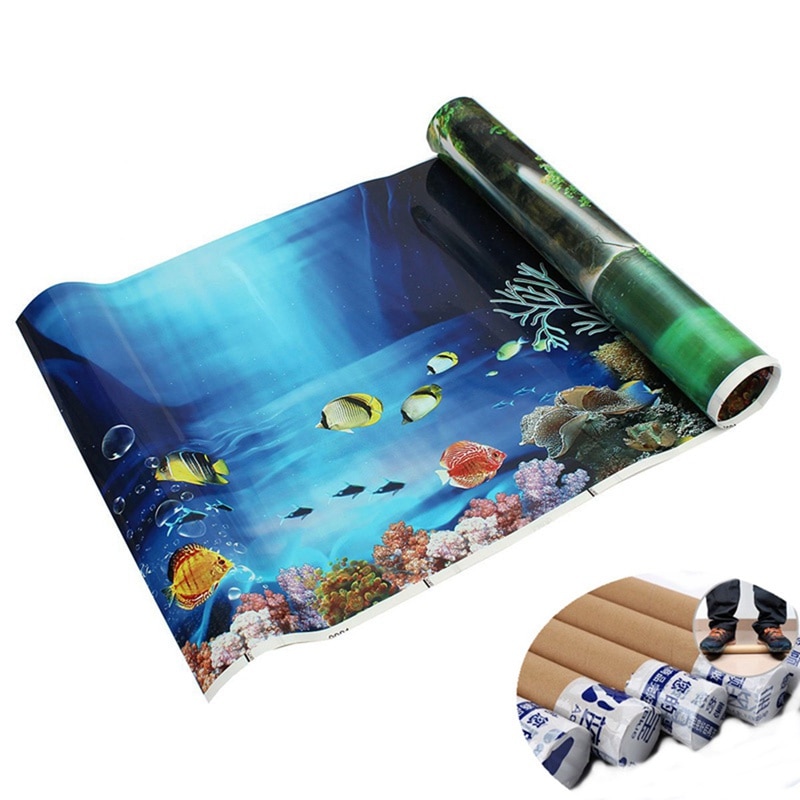 3d blauwe frisse zee achtergrond aquarium oceaan landschap poster aquarium achtergrond