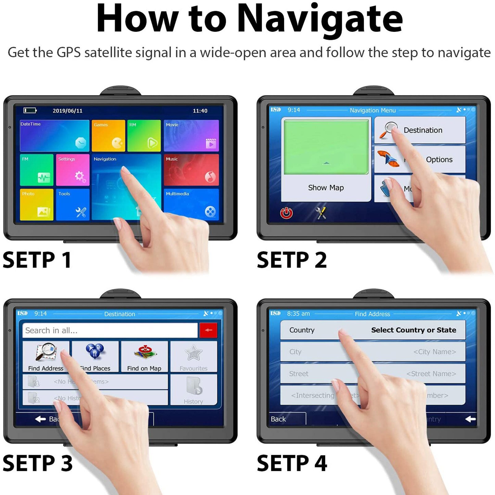 Navegador Gps portátil Navigator 8GB 256MB sombrilla Gps voz Real hablado dirección recordando mapa actualizar pantalla táctil del coche