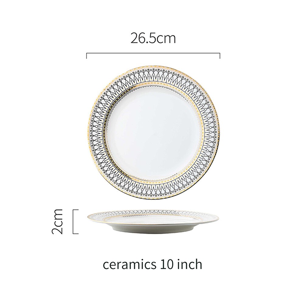 Retro Ceramic Dinner Plate Glass Saucer Fruit Cake Dessert Dish Tableware Set Plates Dinner Food Tray Home Decoration: ceramics 10 inch