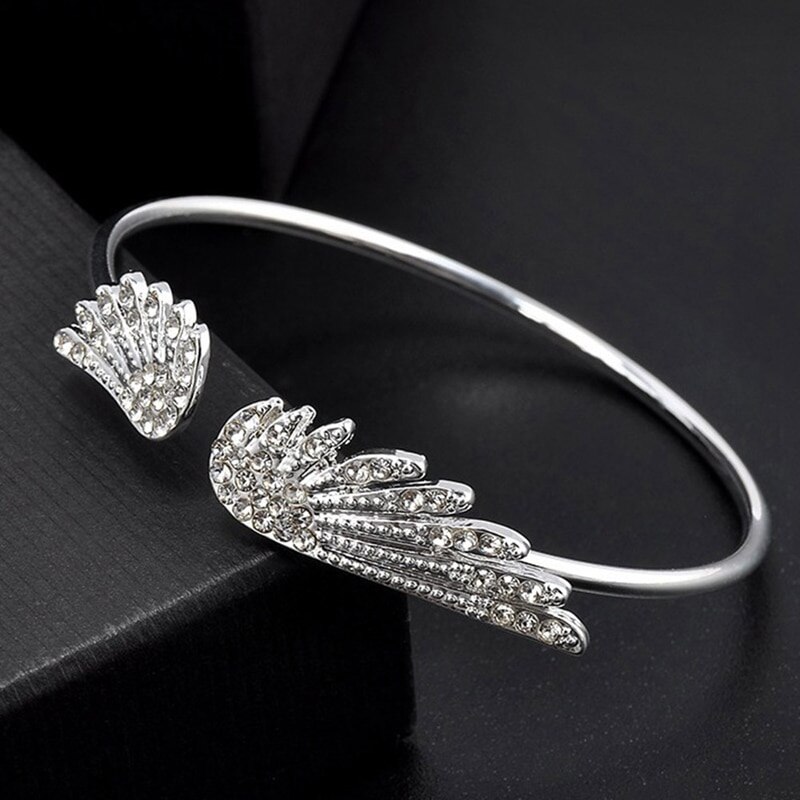 Angel Wings Armband Verstelbare Vrouw Sieraden Cadeaus Open Armband Plated Crystal