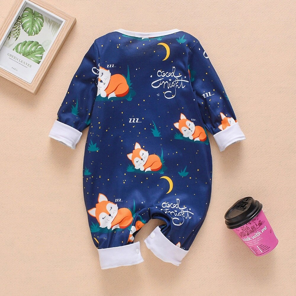 Born Kids Baby Boy Girl Long Sleeve Casual Infant Animal Cute Printed Cotton Hoddies Rompers Winter Romper Playsuit Clothes