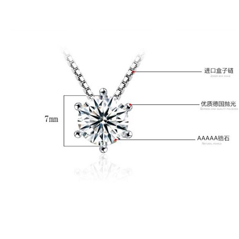 Anenjery Silver Color Necklace AAA CZ Zirconia Pendant Necklace For Women Chain collares kolye Choker S-N46