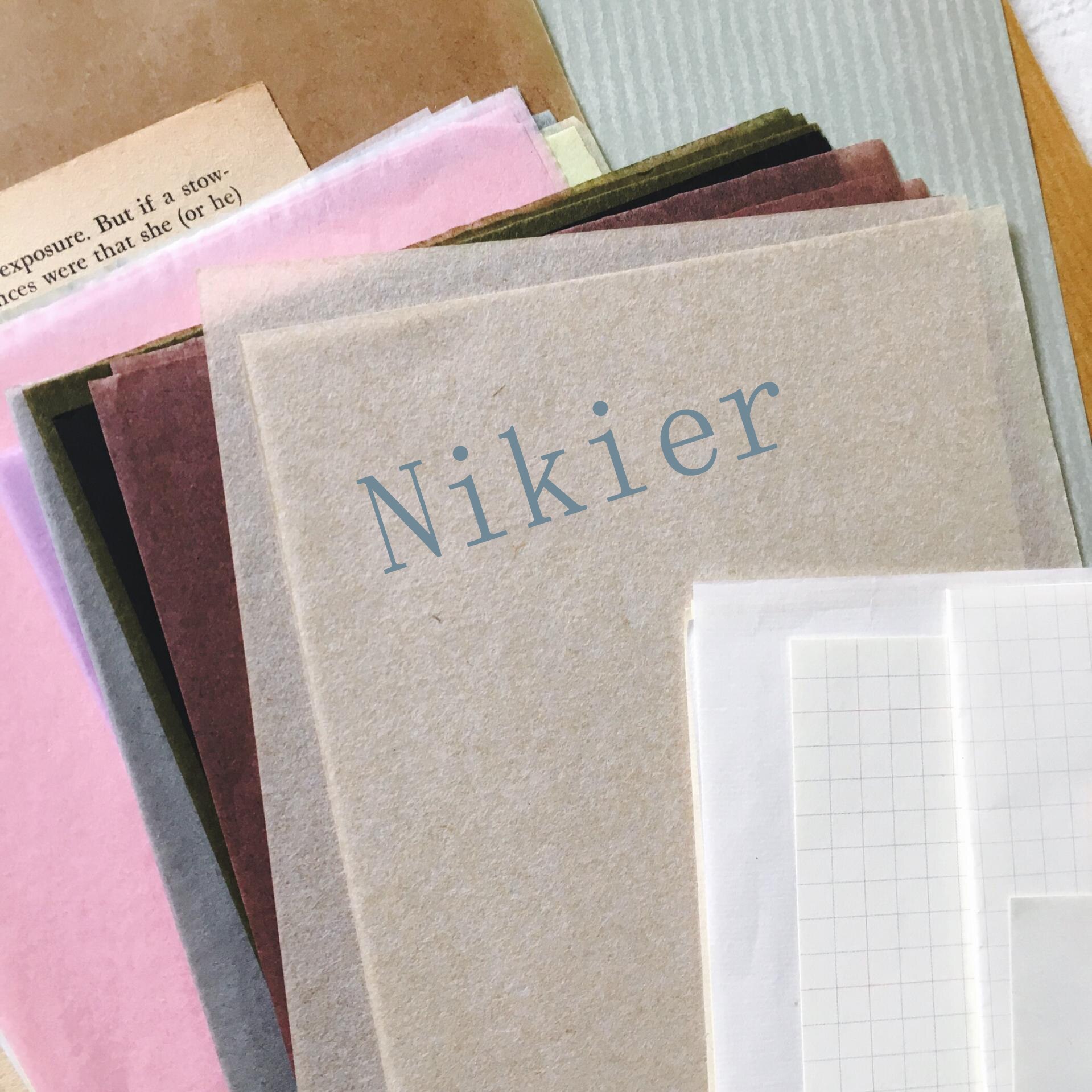 56 sheets\package Vintage English Book\Old Textbook Retro Handwritten Plaid\Acid\Kraft Paper Material DIY Card Making/Journaling