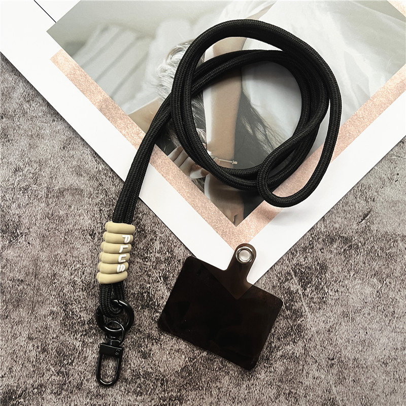 Cordón para teléfono, correa para el cuello, llavero, cordones de Color, soporte para tarjeta de identificación, llavero de Metal, llavero para llaves, actualización de accesorios móviles: Negro