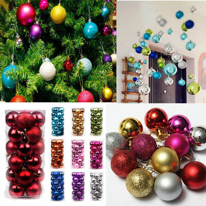 Joulupallokoristeet 24 kpl 2 '' joulukuusi joulupallo koristelu baubles party riippuva ornamentti