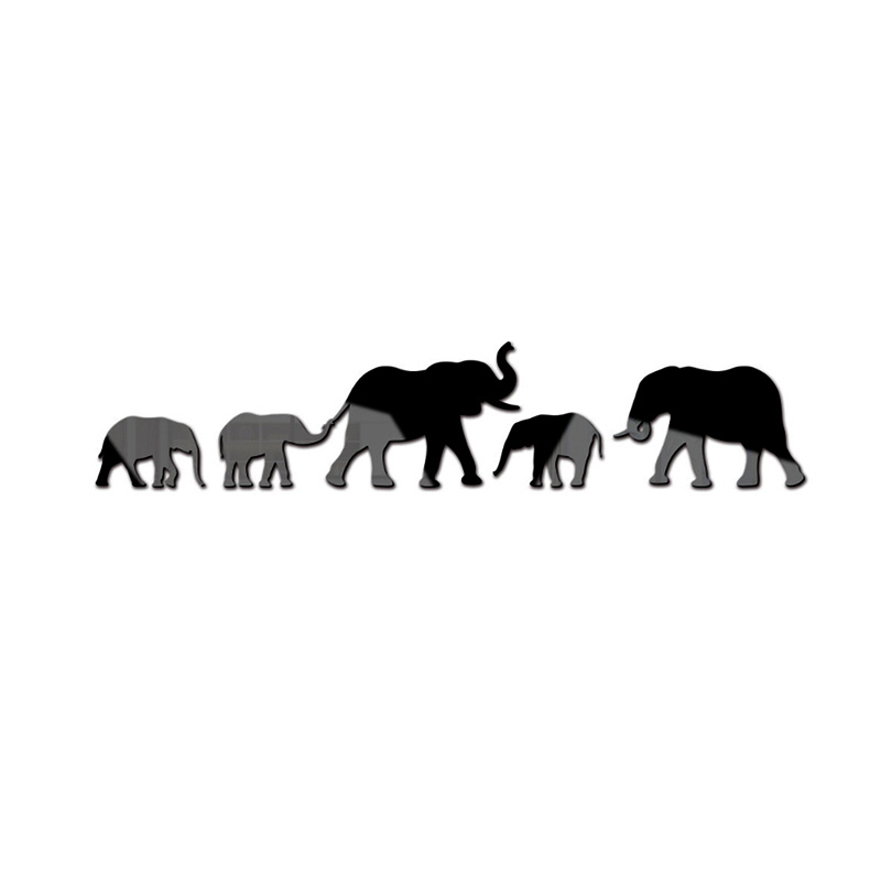 Olifant Spiegel Muursticker Home Eenvoudige Decoratie Woonkamer Tv Muur Decor Gouden Zwarte Olifant Decals Muur Spiegel Stickers: black