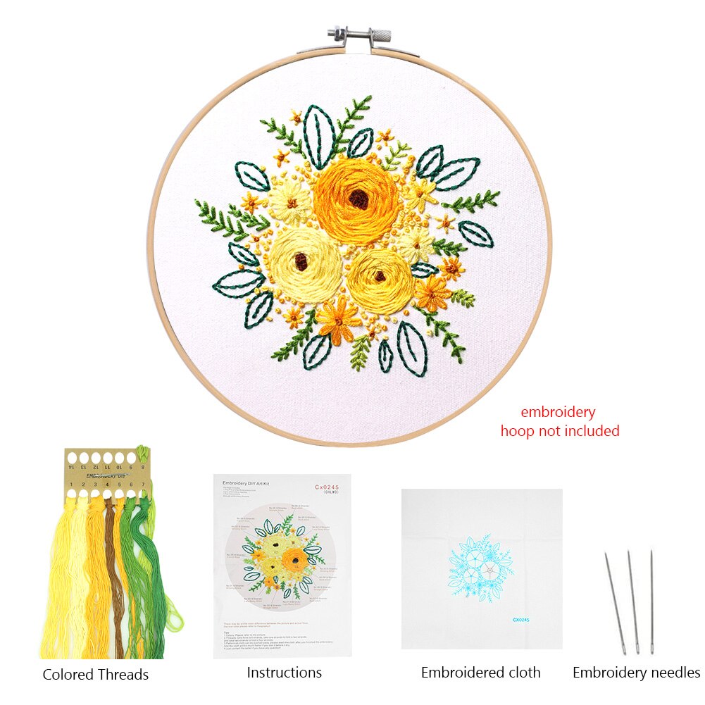 Broderi blomster håndarbeid håndarbeid diy startpakke bånd maling planter mønster tråder verktøy hjem dekorasjon korssting: 03