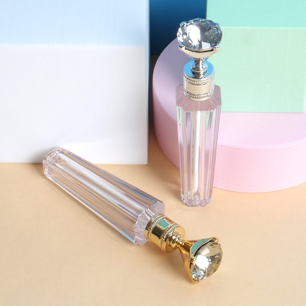 Stor diamant lipgloss tube tom gjennomsiktig pe plast leppestift miniprøve gjenbrukbar kosmetisk prøvebeholder