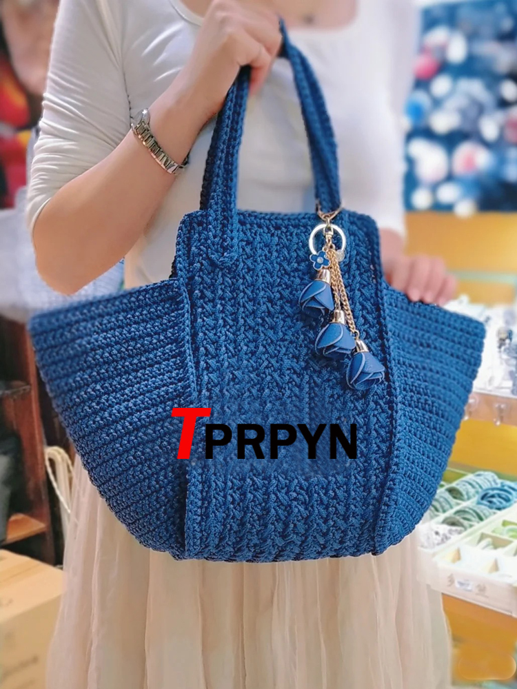 TPRPYN – sac trapèze avec crochet en fil, kit de bricolage, grand ensemble de sacs à main en tricot fait à la main, sac à bandoulière pour débutant