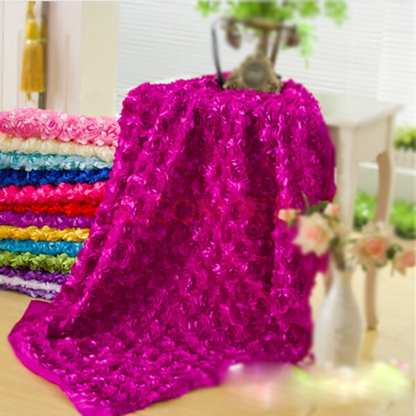 LANLINYING 3D Satin Rose Flower Fabric Material Textile For Sewing Cloth Handmade Wedding Decorate Carpet Cloth D292