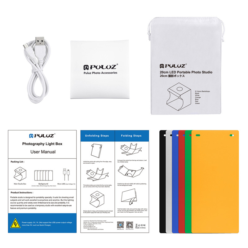 Mini Led Lightbox Desktop Folding Photo Studio Box Schieten Lichtbak Fotografie Photobox Tent Lightbox Kit 6 Kleuren Achtergronden