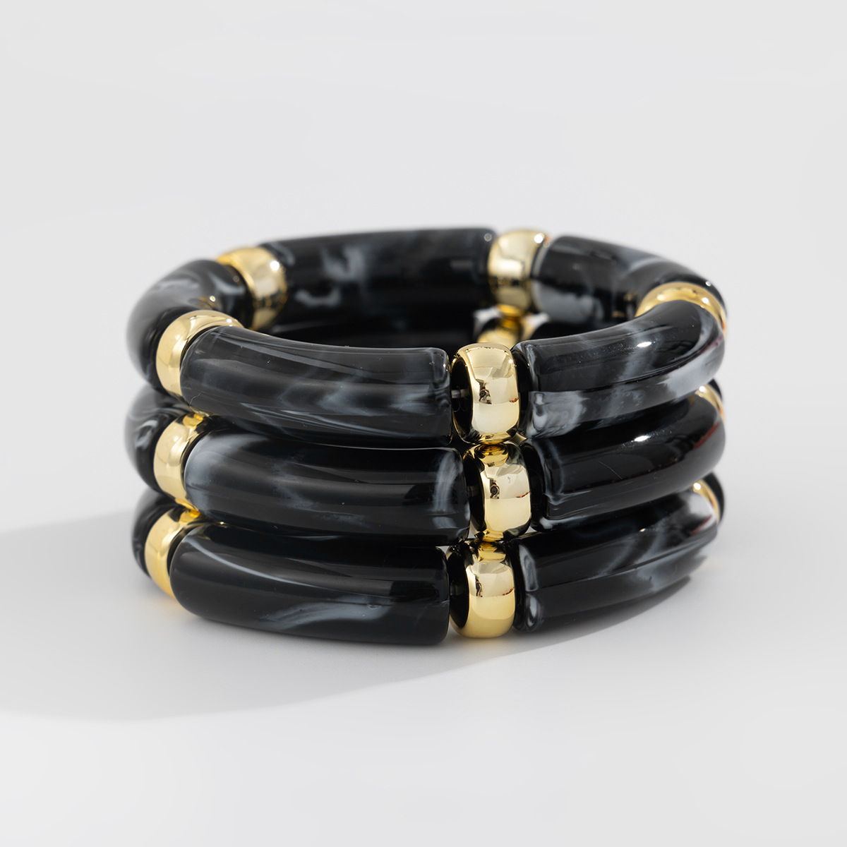 KMVEXO Vintage Acrylic Bamboo Beads Bracelet for Women Multi Color Stretchy Resin Girls Charm Couple Bangles Men Jewelry
