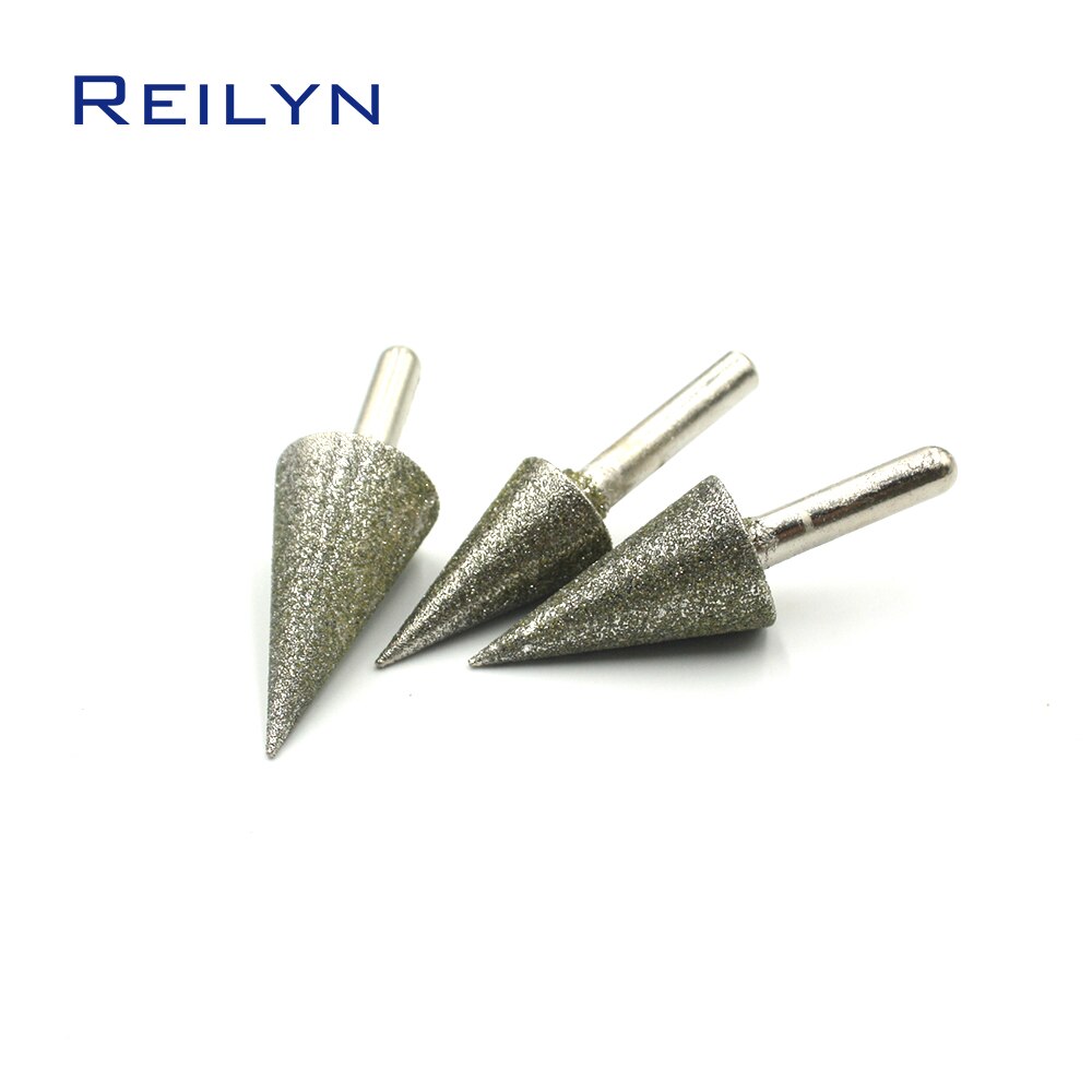 Angle 30 degree 60# shank 6mm 12mm-30mm Grinding Head Diamond Grinding burr Emery grinding bits for diamond stone raw materials