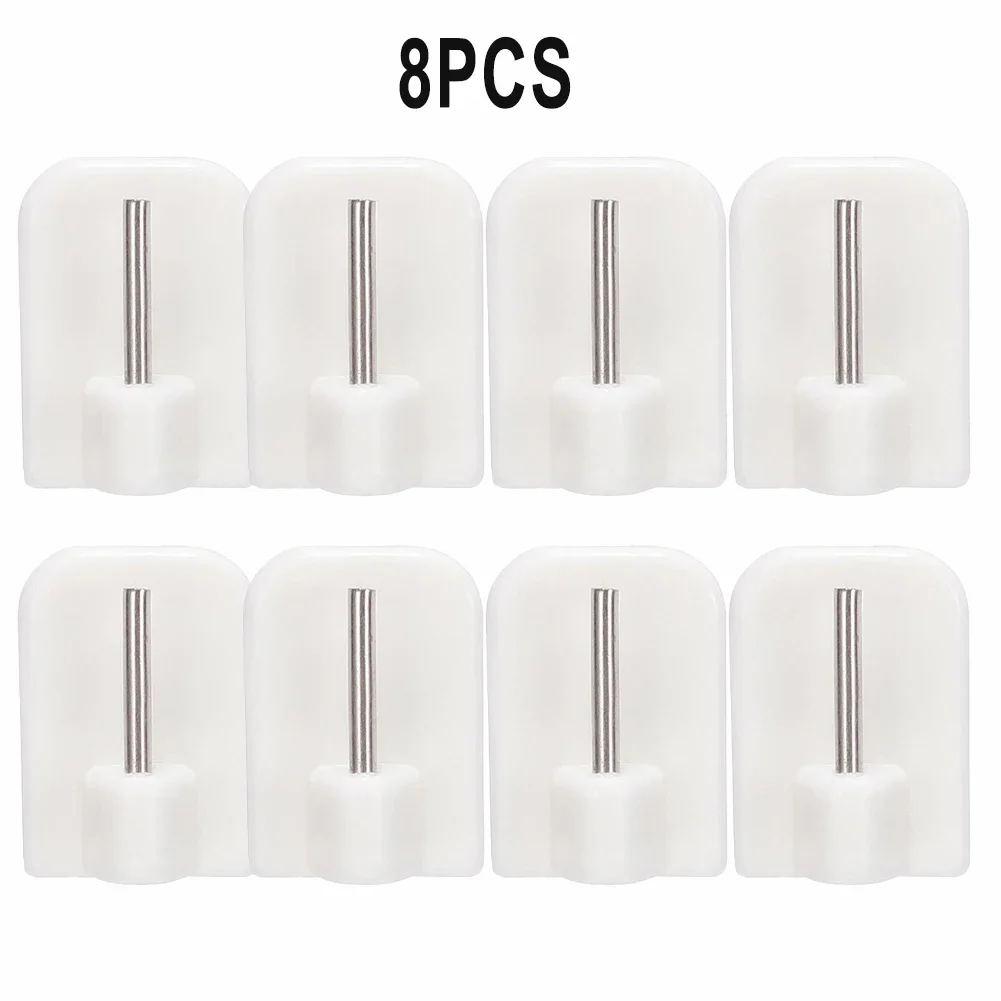 Ganchos de cortina duraderos, soporte autoadhesivo de acero inoxidable + PVC blanco, 4/8/12 Uds., gancho para barra de cortina, almacenamiento para el hogar: Azul