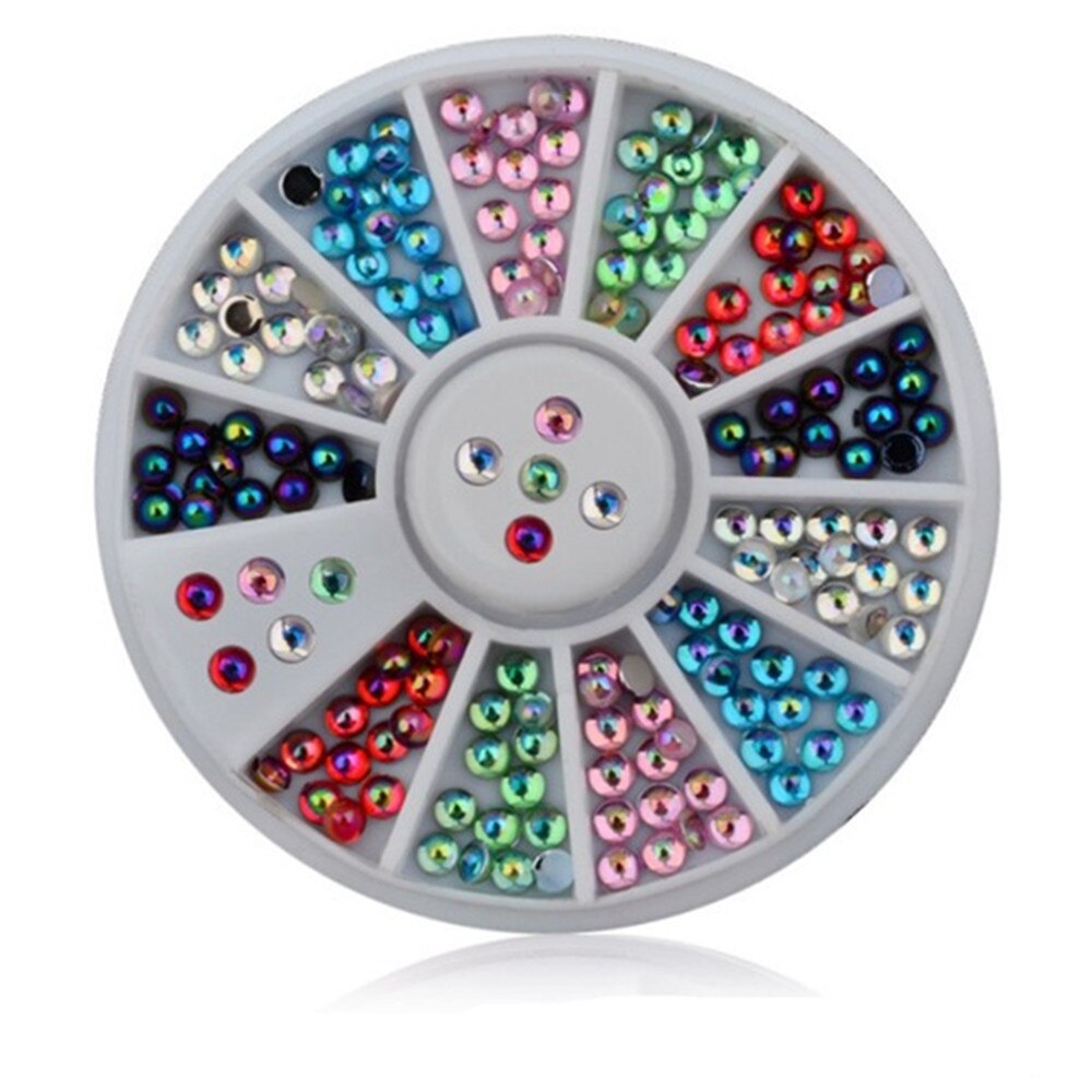 1 doos Gemengde Kleur 3D Nail Art Decoratie in Wiel Kleurrijke Nail Studs Creatieve DIY Manicure Nail Art Accessoires Nail gereedschap: Me07011