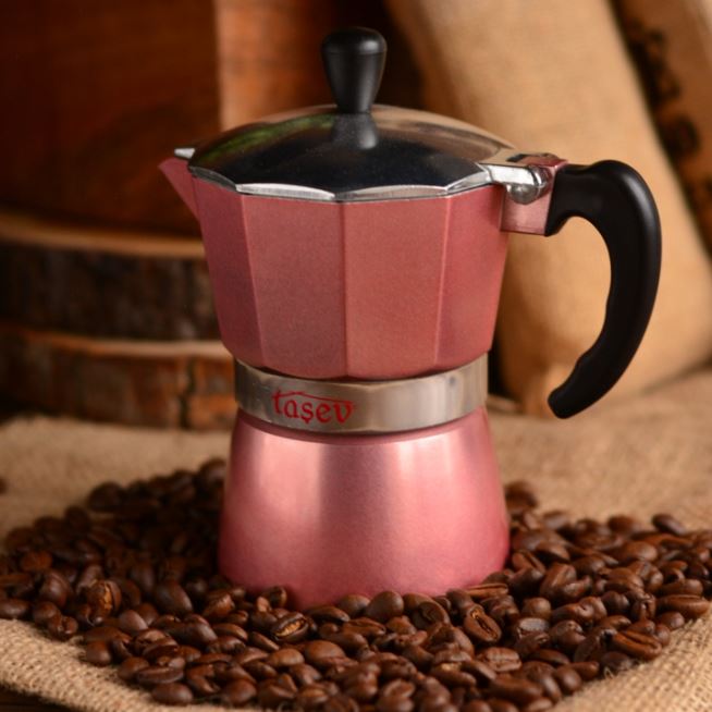 Aluminum Mocha Pot Coffee Maker Durable Moka Cafeteira Espresso Moka Coffee Pot 3 / 6 cup Red Blue Silver Rose