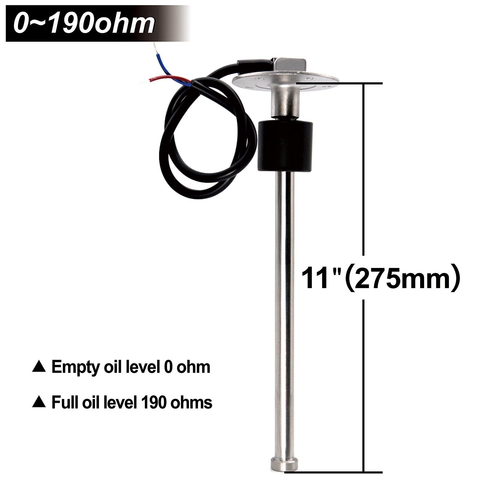 0-190 Ohm Kraftstoffstandsensor/Wasserstand Edelstahl A5 Sensor für Auto Auto Stiefel Wassertank Füllstandsanzeige Kraftstoffstandsanzeige: Orange