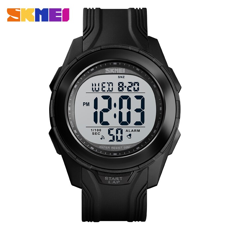 Skmei Mode Horloge Mannen Multifunctionele Digit Horloge Waterdicht Wekker Rvs Case Horloges Relogio Digitale Horloge: Black white