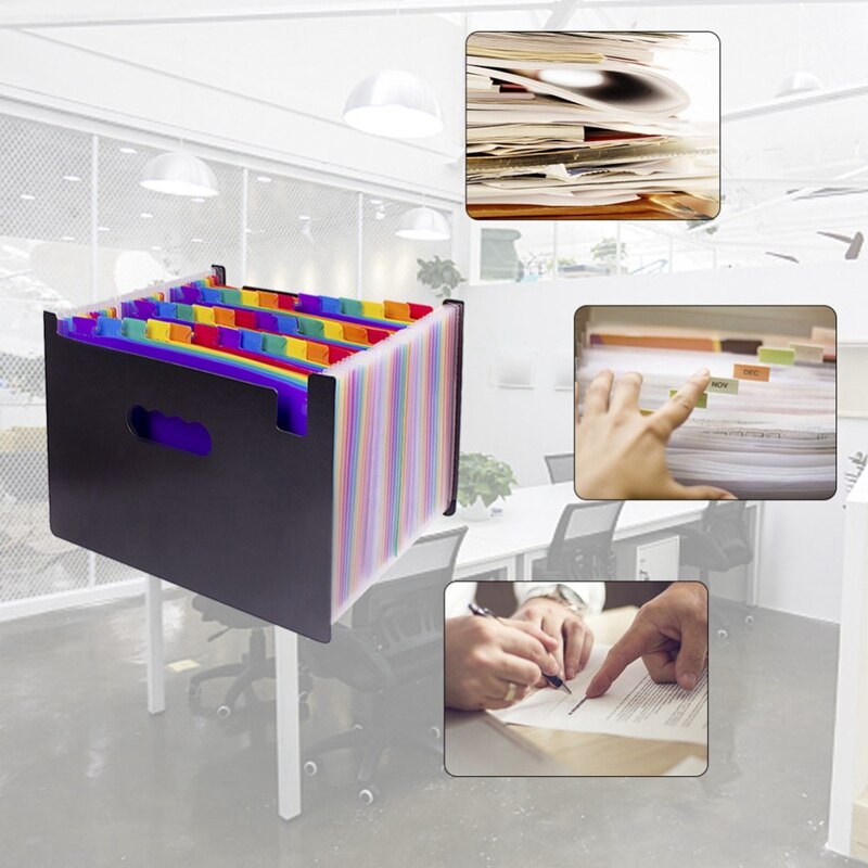 37 Pocket Expanding File Folder A4 Large Plastic Expandable File Organizers Standing Accordions Folder For Documents Business