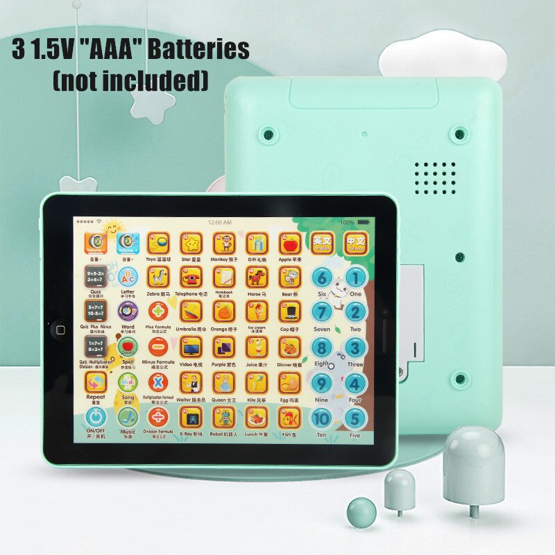 Eletric Intelligent Pad Early Learning Chinese English Sound Juguetes Electronic Kids Toys for Baby Educational Xmas: Green