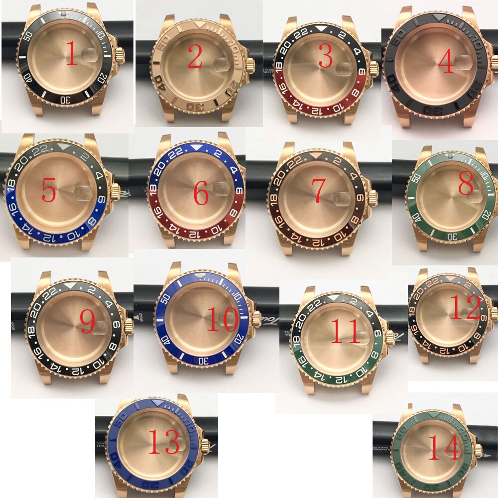 40mm Stainless Steel Rose Gold Watch Case Watch Accessories Men's Mechanical Assembled Case with Bezel for NH35A/NH36 Movement