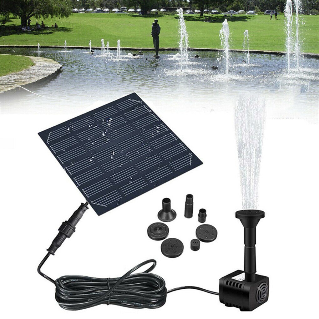 Solar Powered Water Fountain Pool Pond Water Sprinkler Sprayer with Water Pump &amp; 3 Spray Heads for Pool Pond Garden